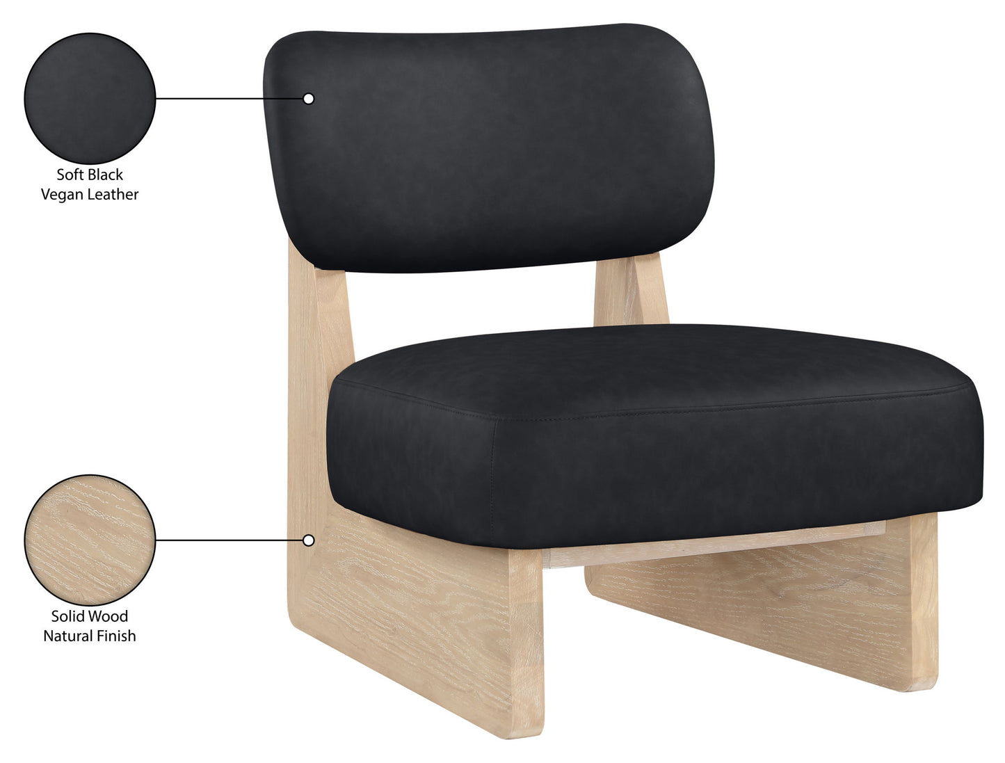 Vetra - Vegan Leather Upholstered Accent Chair With Natural Base