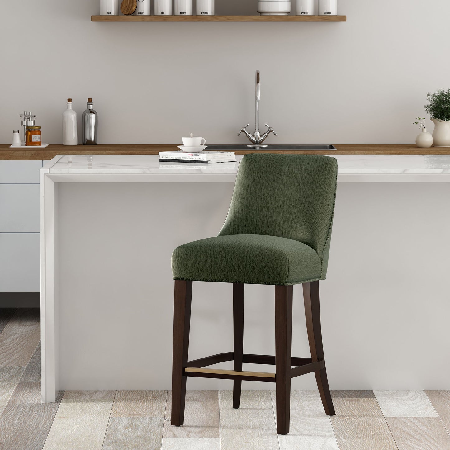 Manhattan Beever - Chenille Wood Stool