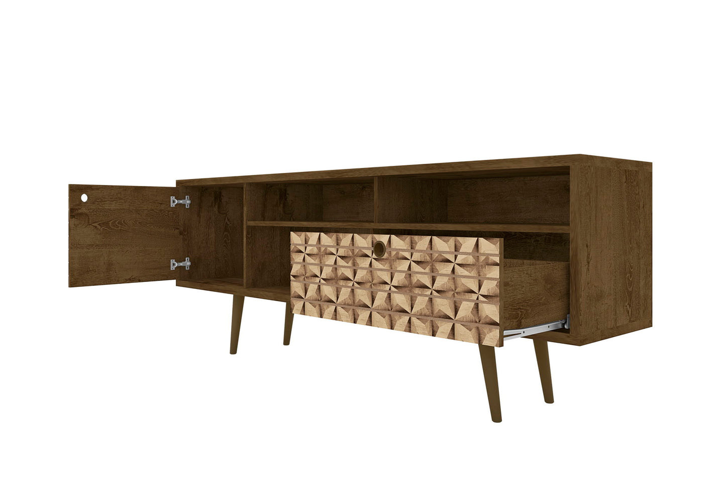 Manhattan Liberty - 71" TV Stand With Rustic Brown Frame