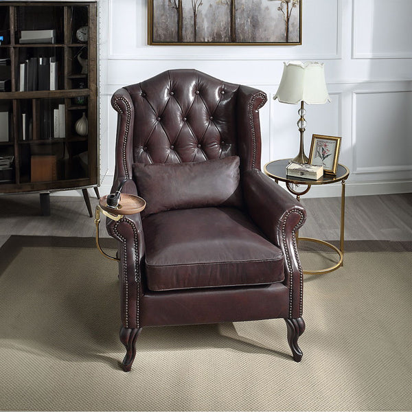 Pino - Accent Chair - Vintage Brown Top Grain Leather