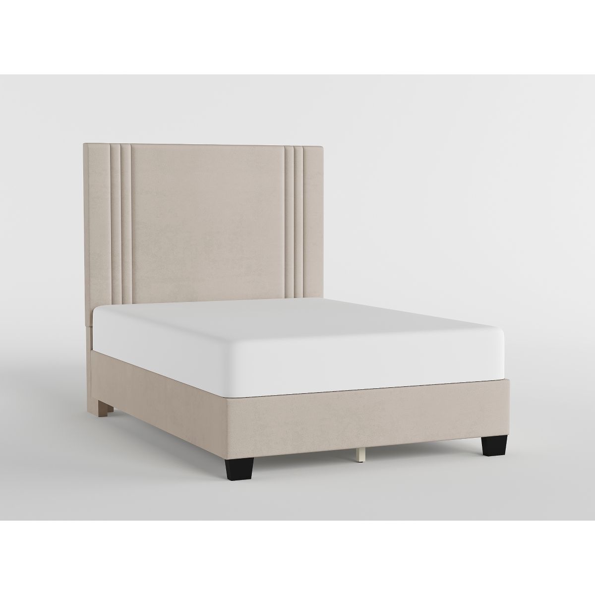 54" Beige Microfiber Platform Bed