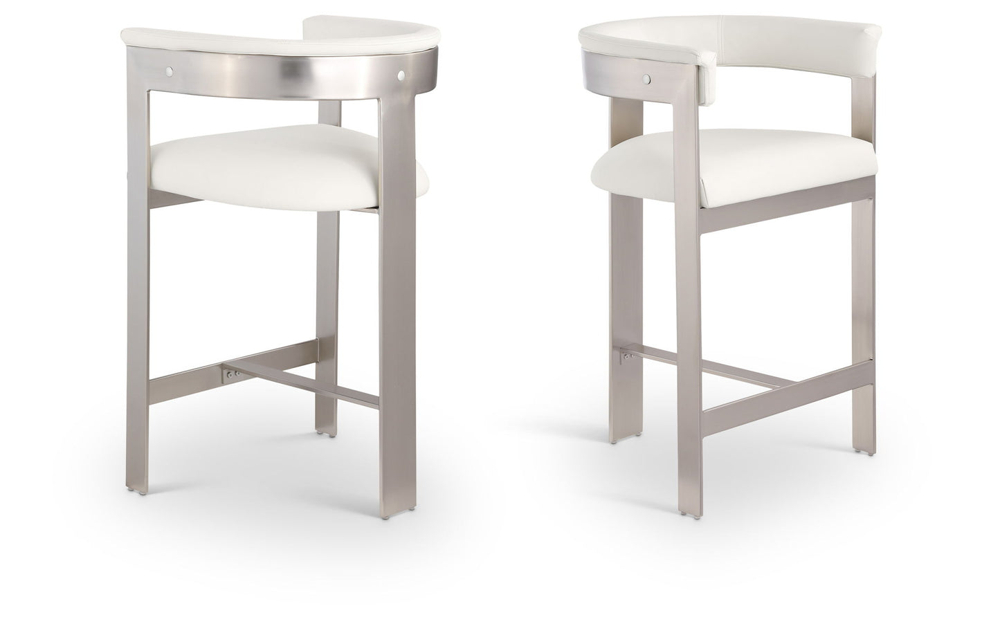 Romeo - Faux Leather Counter Stool With Silver Base (Set of 2)