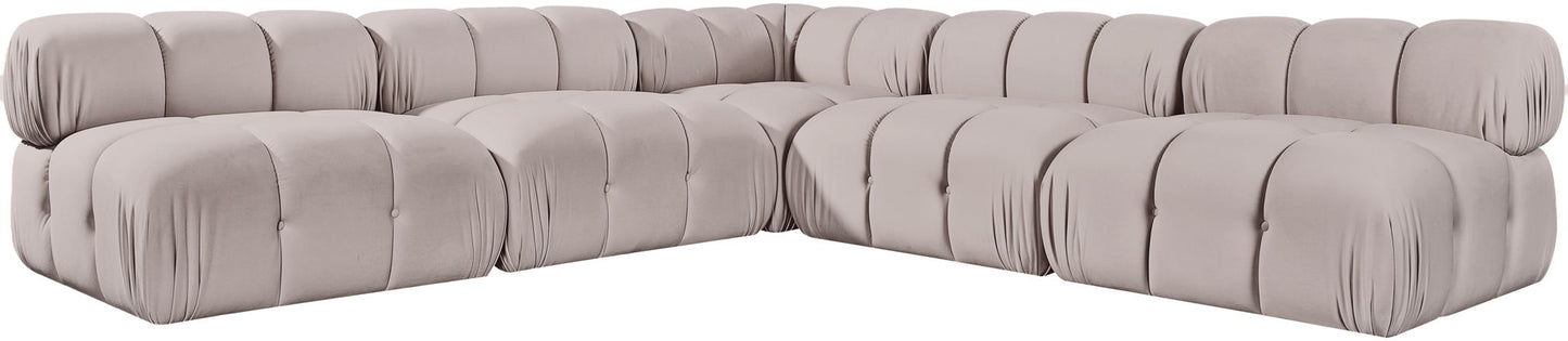Orin - Velvet Fabric 5 Piece Modular Sectional