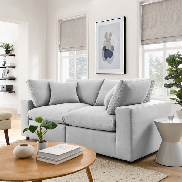 Commix Down Filled Overstuffed 2 Piece Sectional Sofa Set - Light Gray