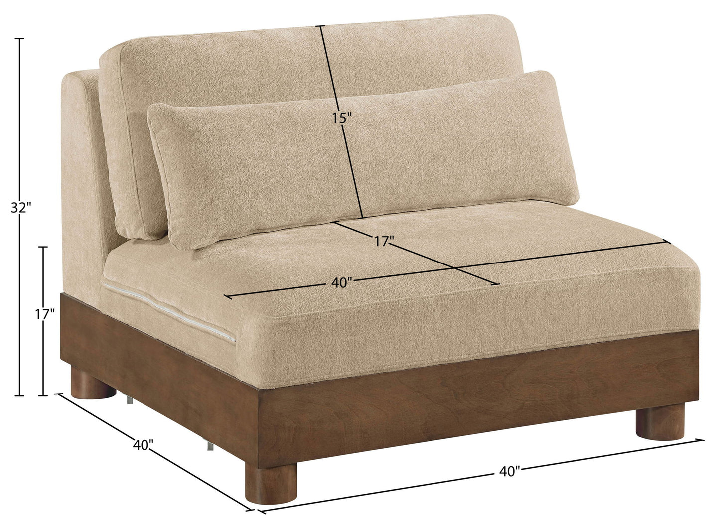 Turin - Chenille Fabric Upholstered Modular Armless Chair