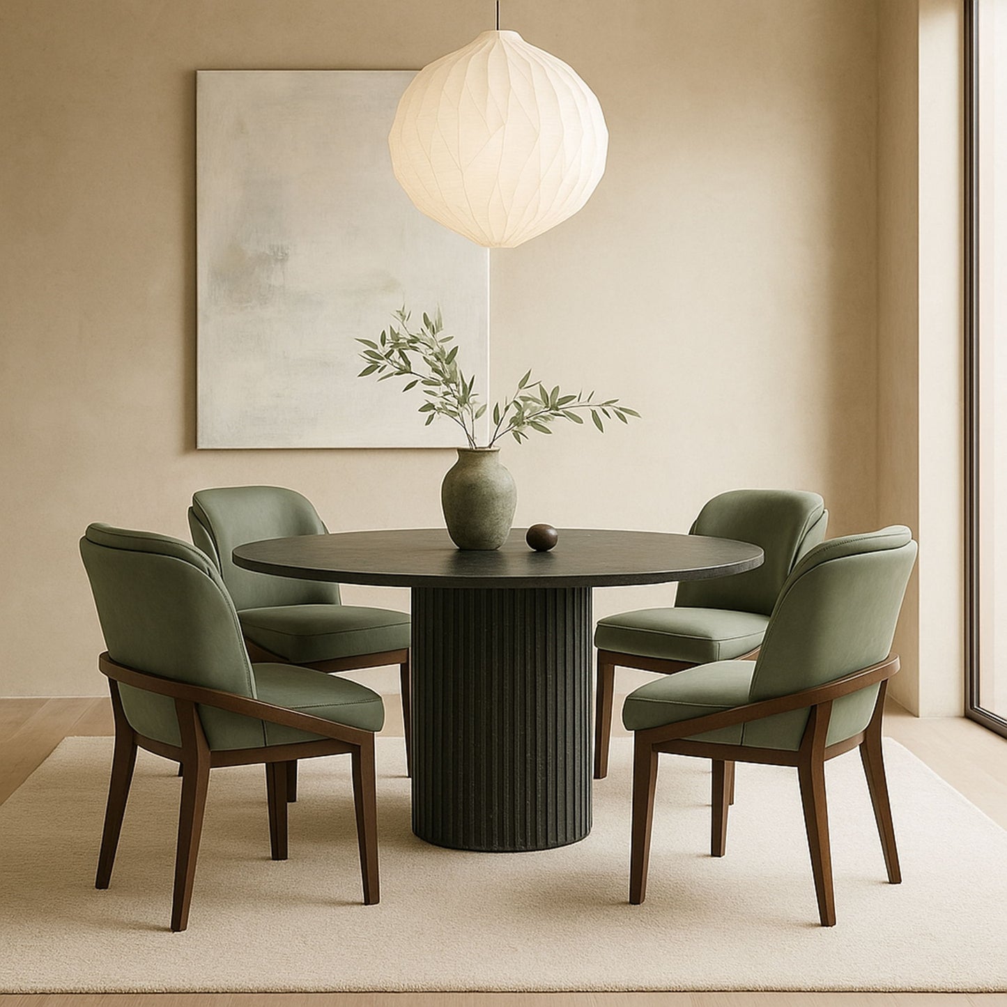 Navo - Vegan Leather Upholstered Dining Chair - Green