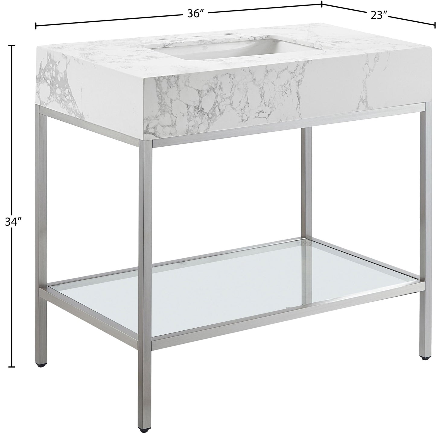 Marmo - Engineered Marble Bathroom Vanity With Chrome Base