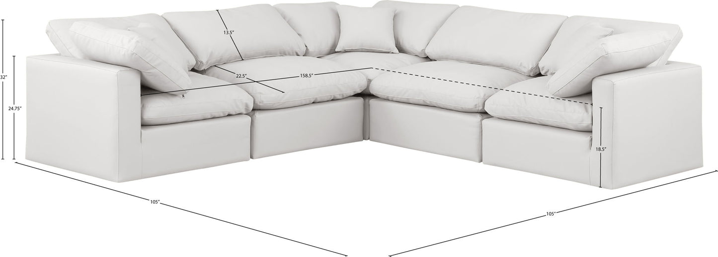 Indulge - Faux Leather 5 Piece Modular Corner Sectional