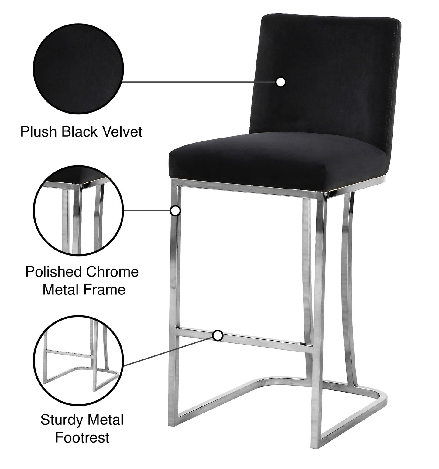 Heidi - Stool with Chrome Legs