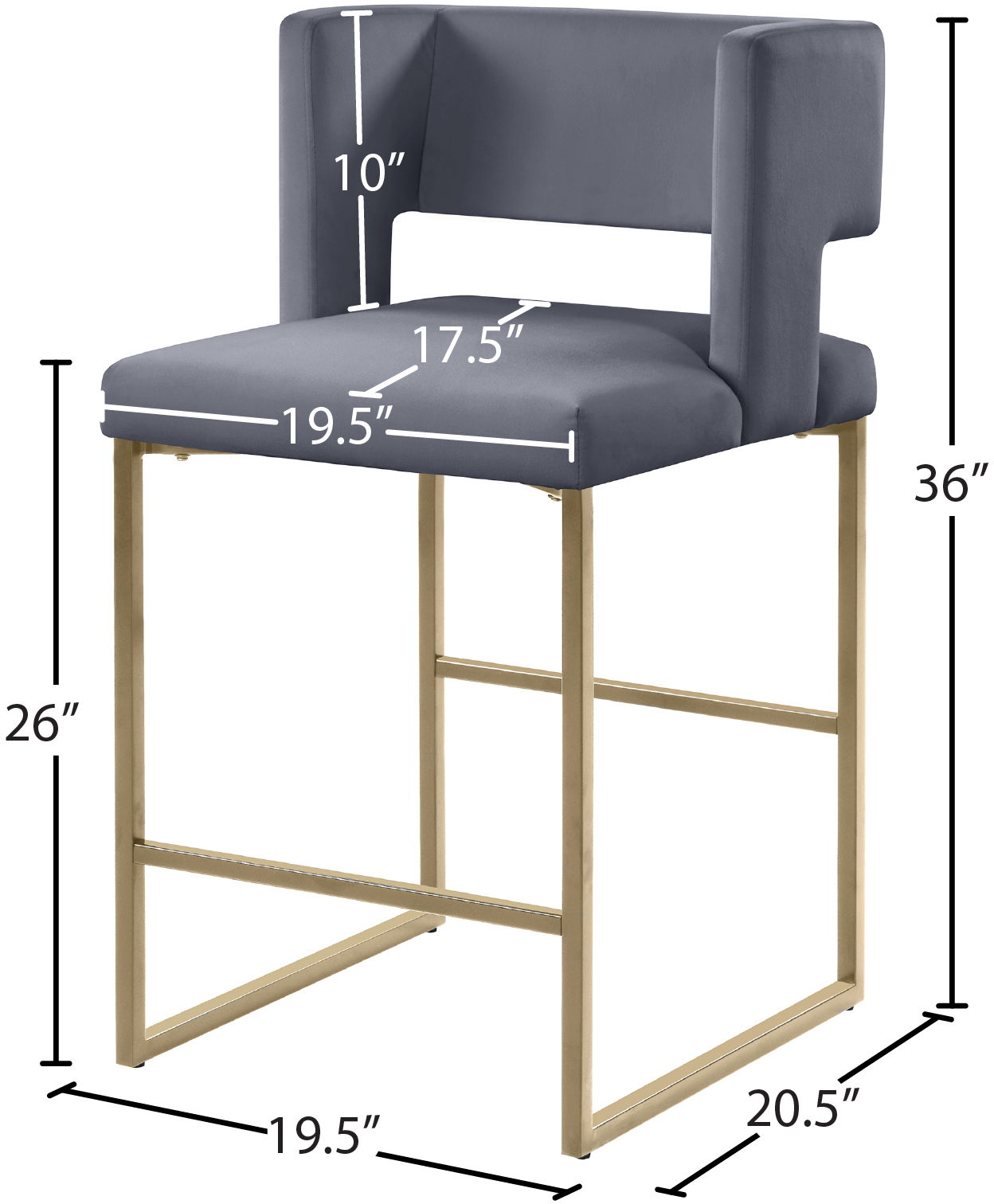 Caleb - Counter Stool with Gold Legs (Set of 2)