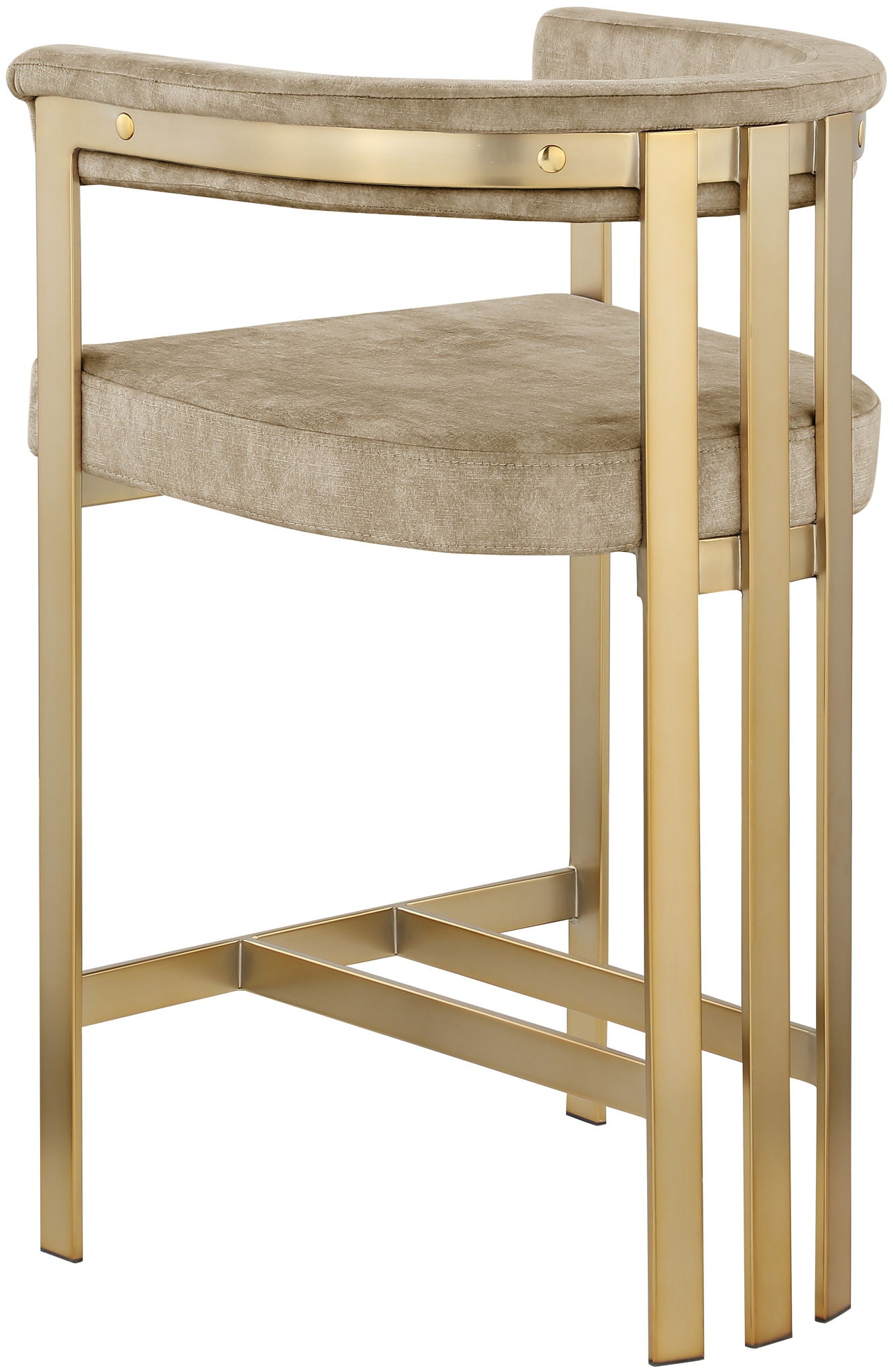 Marcello - Counter Stool With Brushed Gold Iron Frame (Set of 2) - Beige
