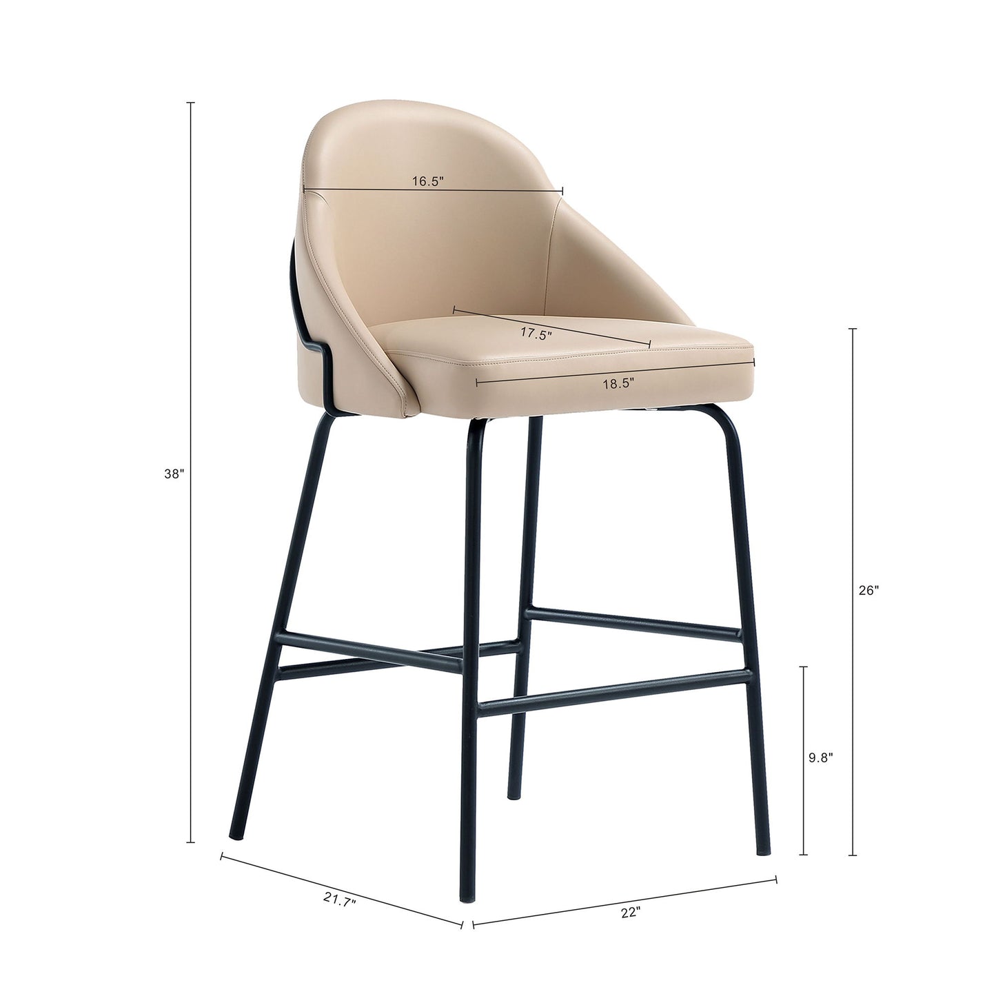 Manhattan Gracie - Counter Stool With Black Base