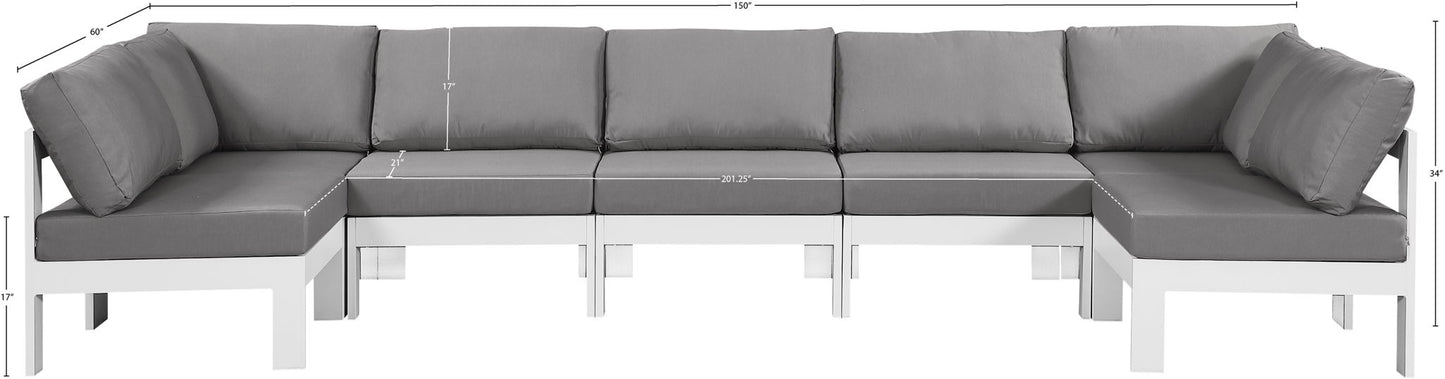 Nizuc - Outdoor Patio 7 Piece Modular Sectional With White Frame