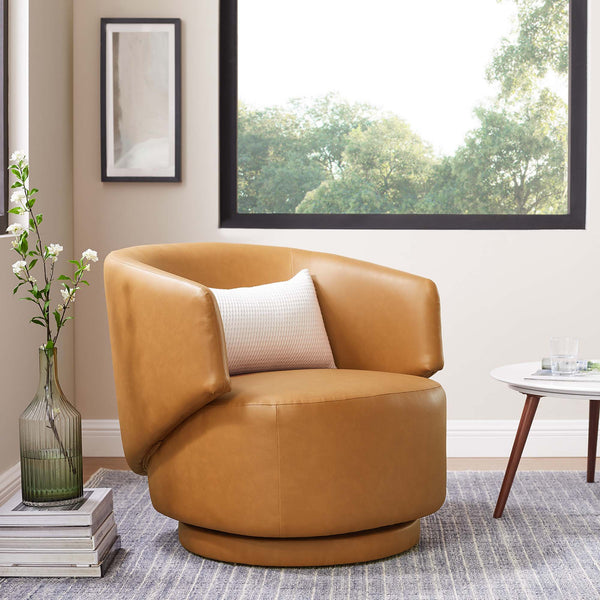 Celestia Vegan Leather Swivel Chair - Tan