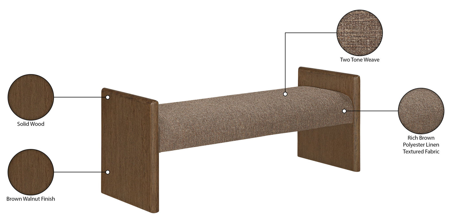 Hickory - Fabric Upholstered Bench - Brown Frame