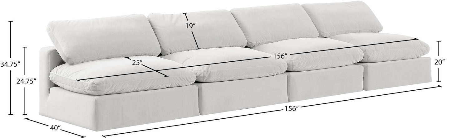 Comfy - Velvet Modular Armless Sofa 4 Seats
