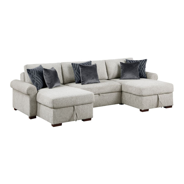 Isla 3-Piece Sectional with Two Reversible Chaises, Pull-out Bed, Hidden Storage, Click Motion Back and Two Roll Arms