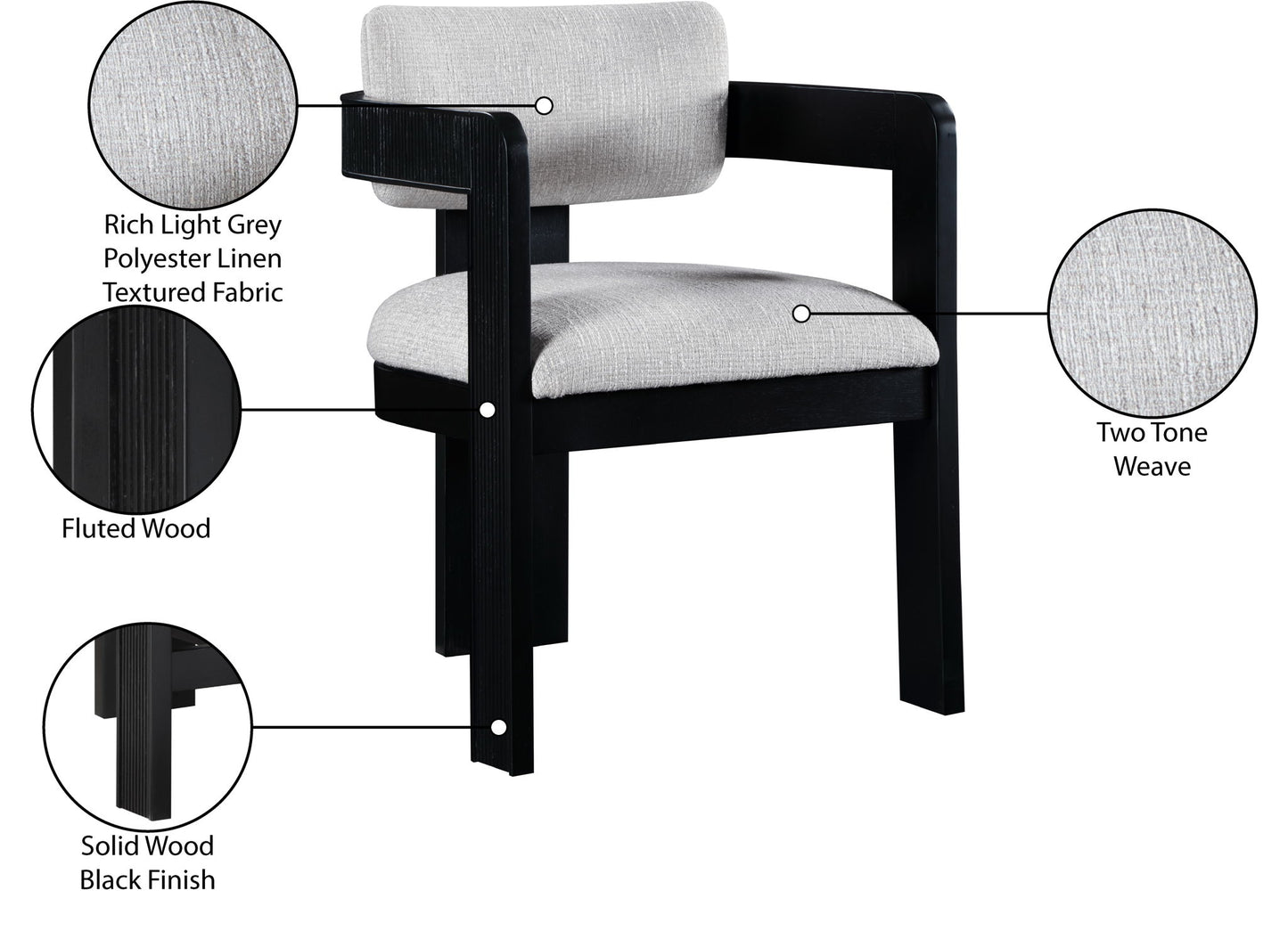 Sacha - Linen Dining Chair With Black Base (Set of 2)