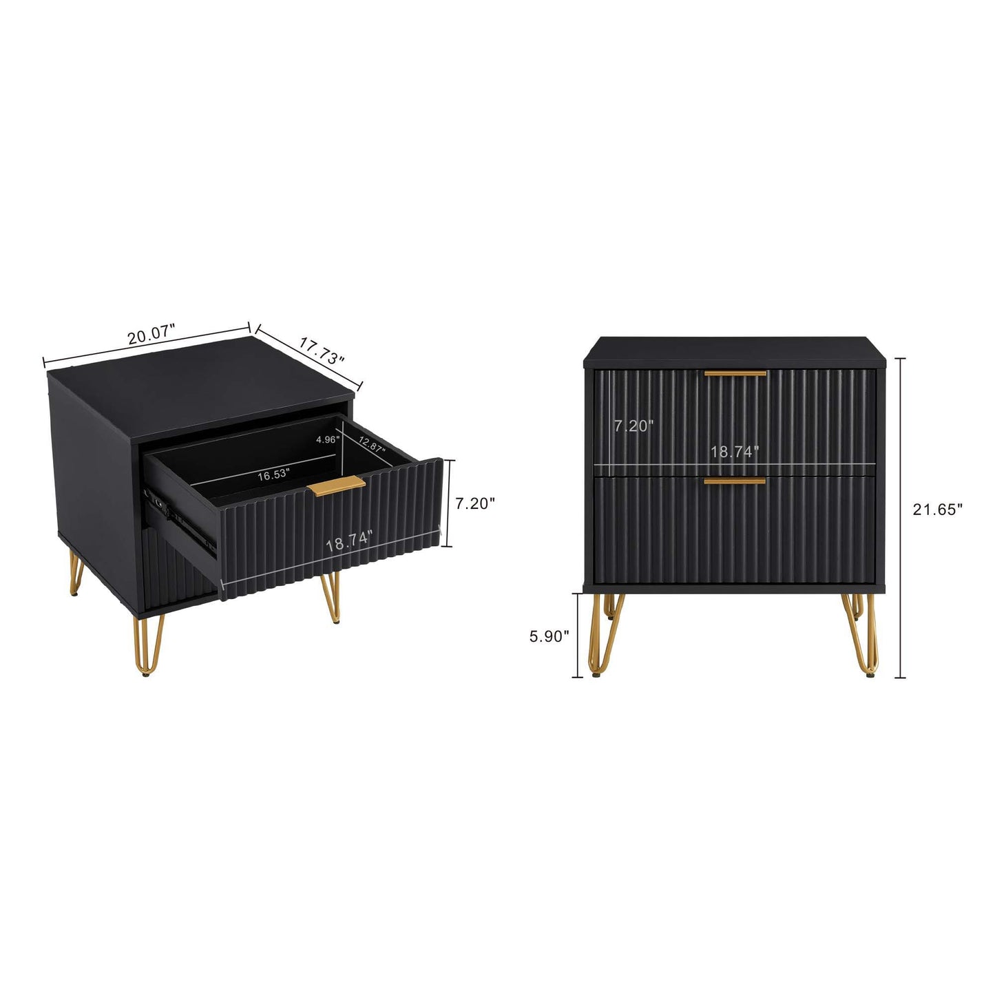 Manhattan Dumbo - Fluted 2-Drawer Nightstand