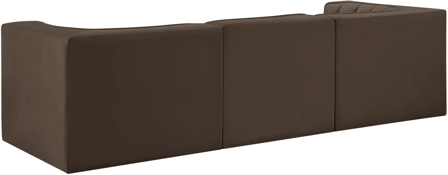 Rummi - Velvet Performance Fabric Upholstered 3 Piece Modular Sofa