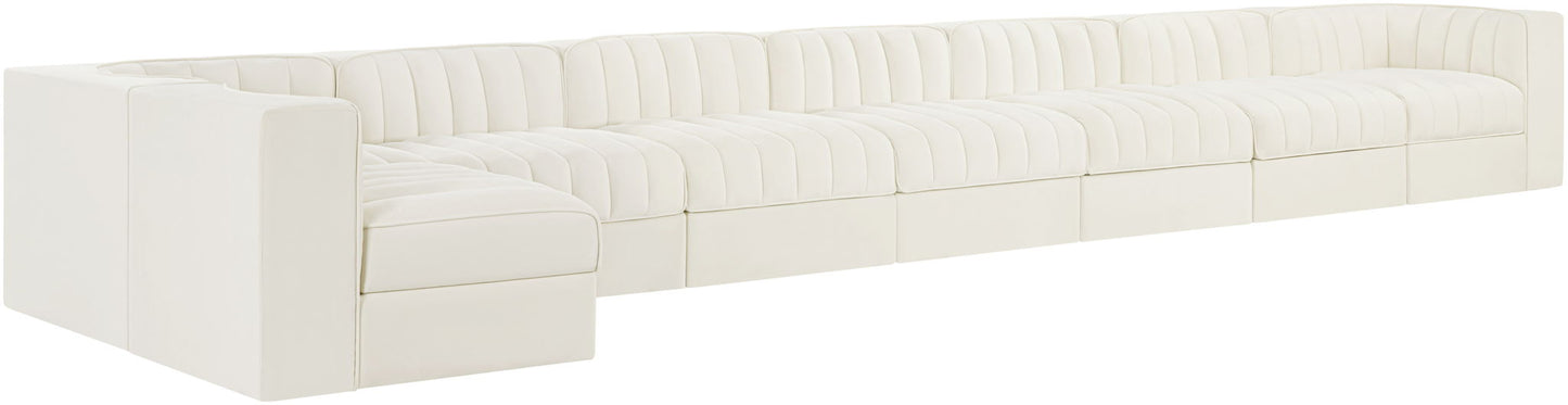 Rummi - Velvet Performance Fabric Upholstered 8 Piece Modular Sectional, L-Shaped (Right)