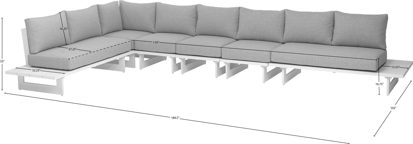 Maldives - 6 Piece Water Resistant Outdoor Patio Modular Sectional With White Base