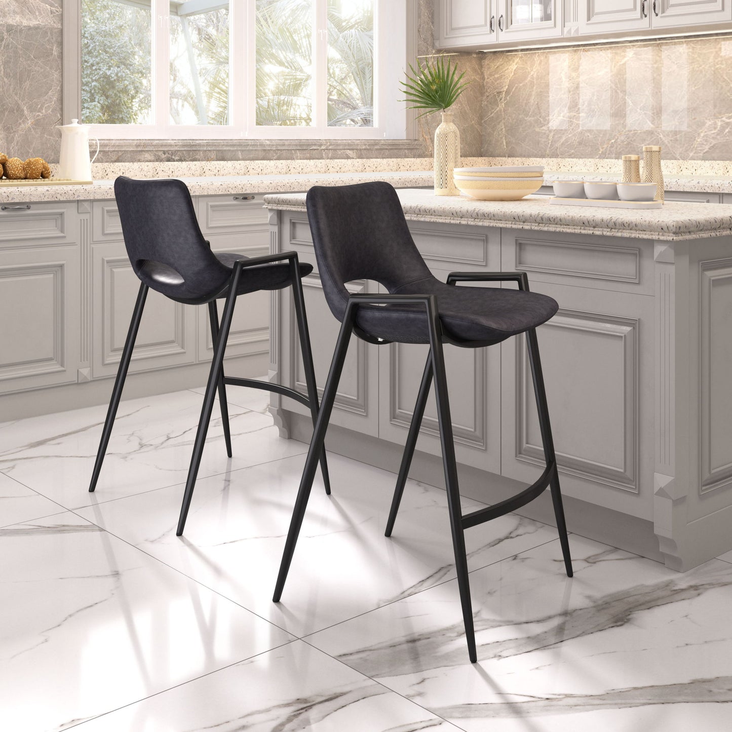 Desi - Counter Chair With Black Legs (Set of 2)