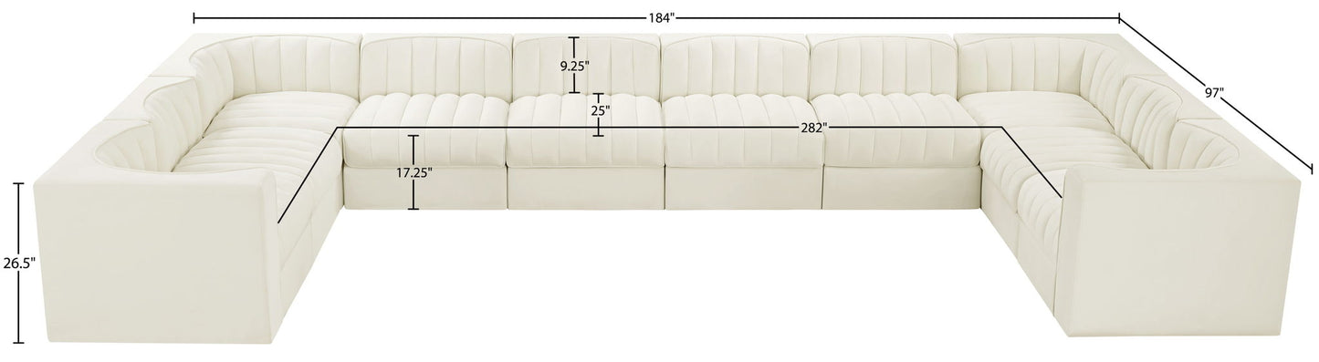Rummi - Velvet Performance Fabric Upholstered 10 Piece Modular Sectional