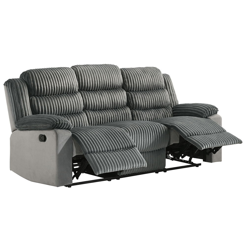 Lesley - Motion Sofa - Gray Corduroy & Velvet