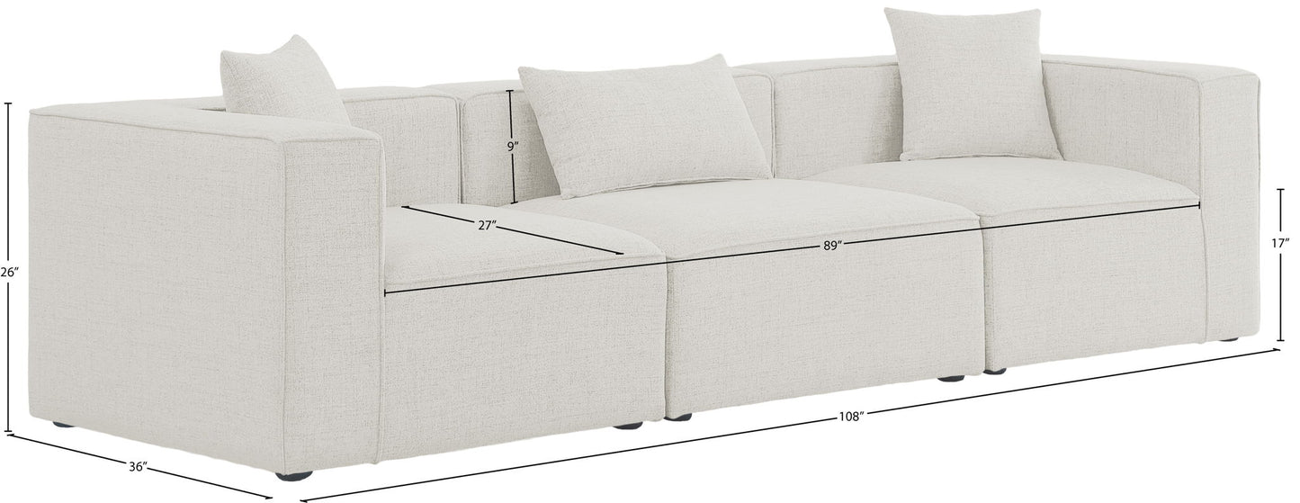 Cube - Linen Modular 3 Seat Sofa