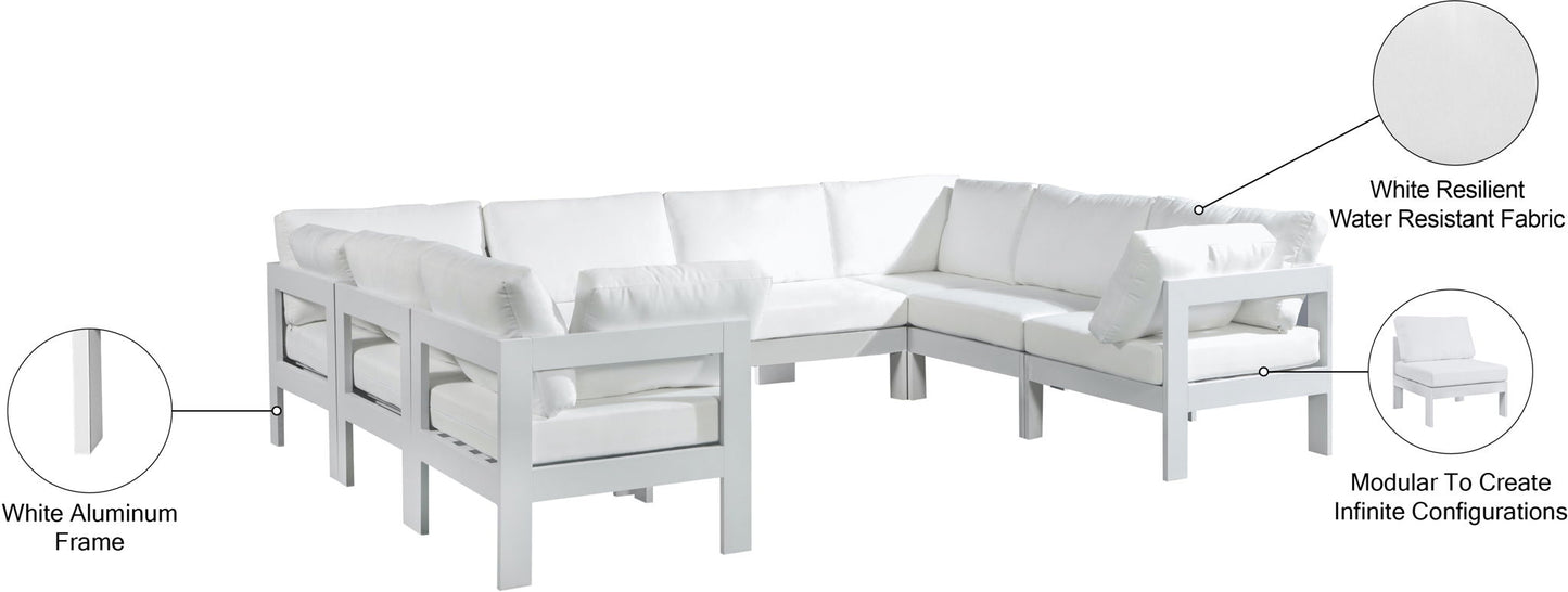Nizuc - Outdoor Patio 8 Piece Modular Sectional With White Frame