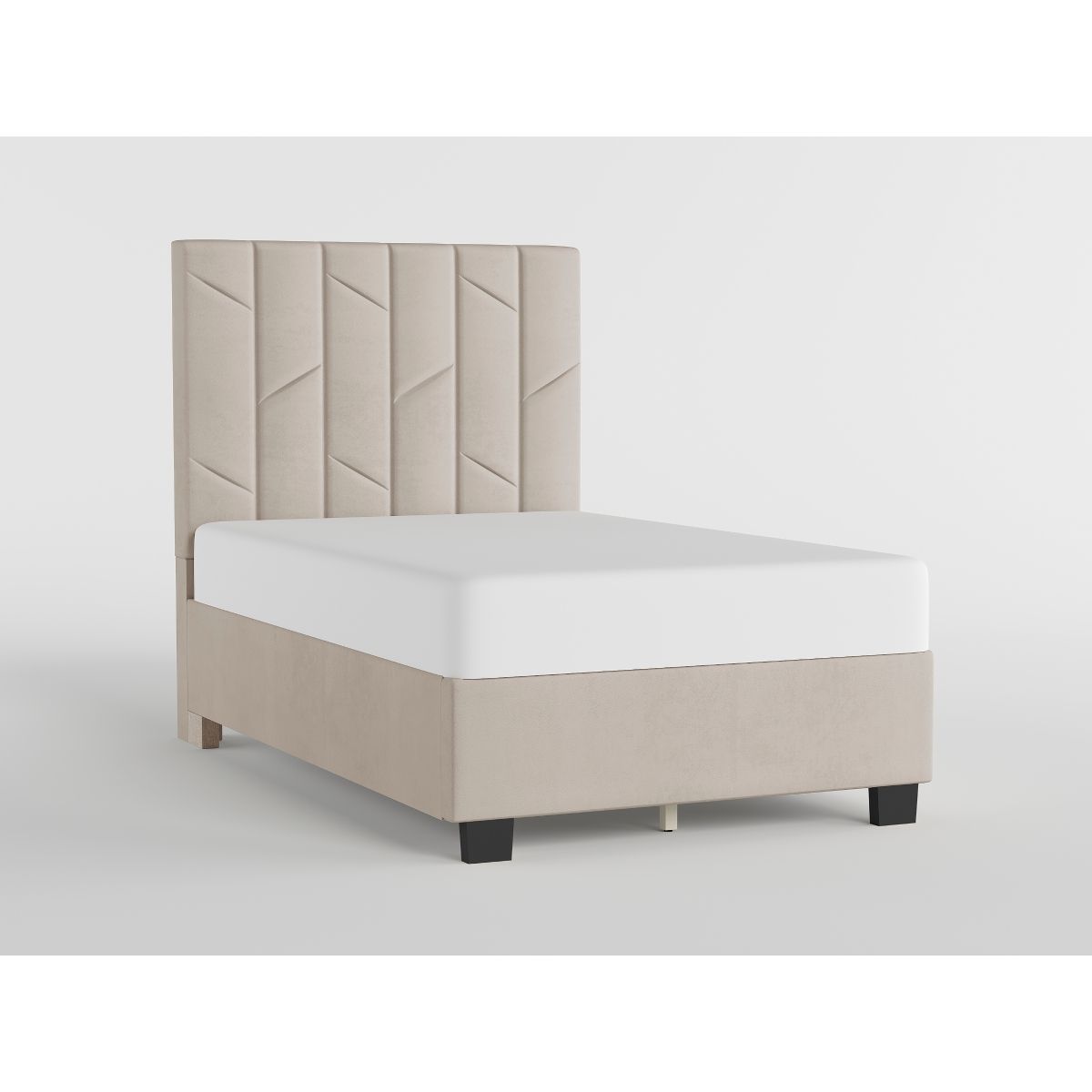 48" Beige Microfiber Platform Bed