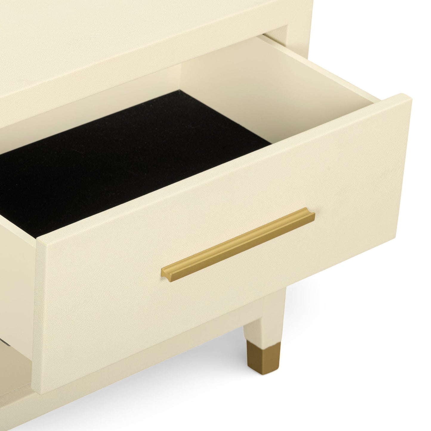 Dani - Faux Shagreen Nightstand With Drawer - Cream