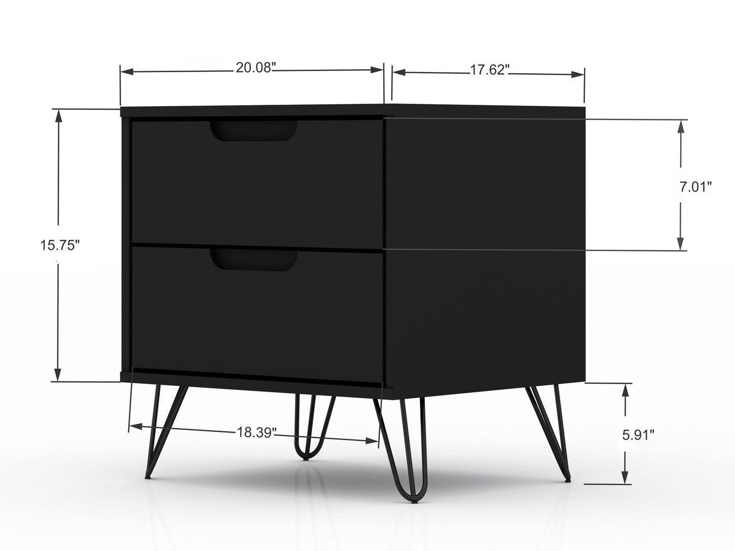 Manhattan Rockefeller - 2-Drawer Nightstand