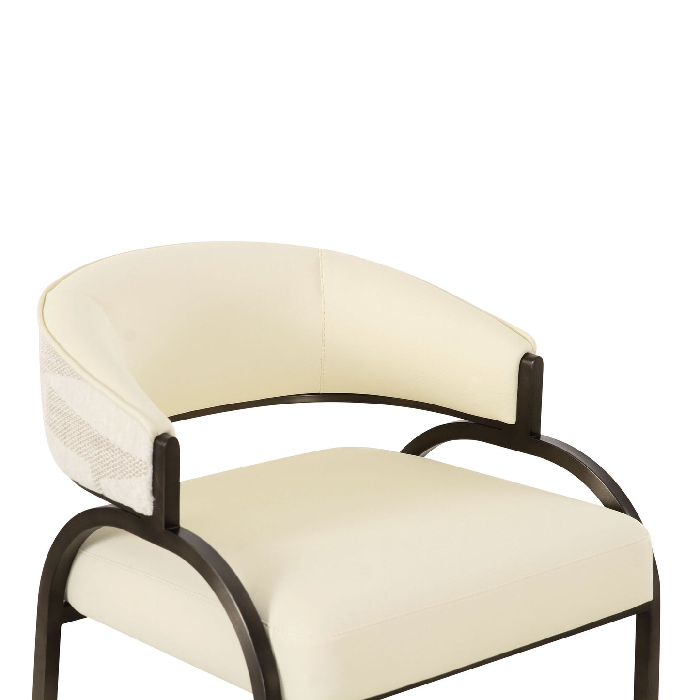Tatum - Vegan Leather And 2-Tone Jacquard Counter Stool - Cream