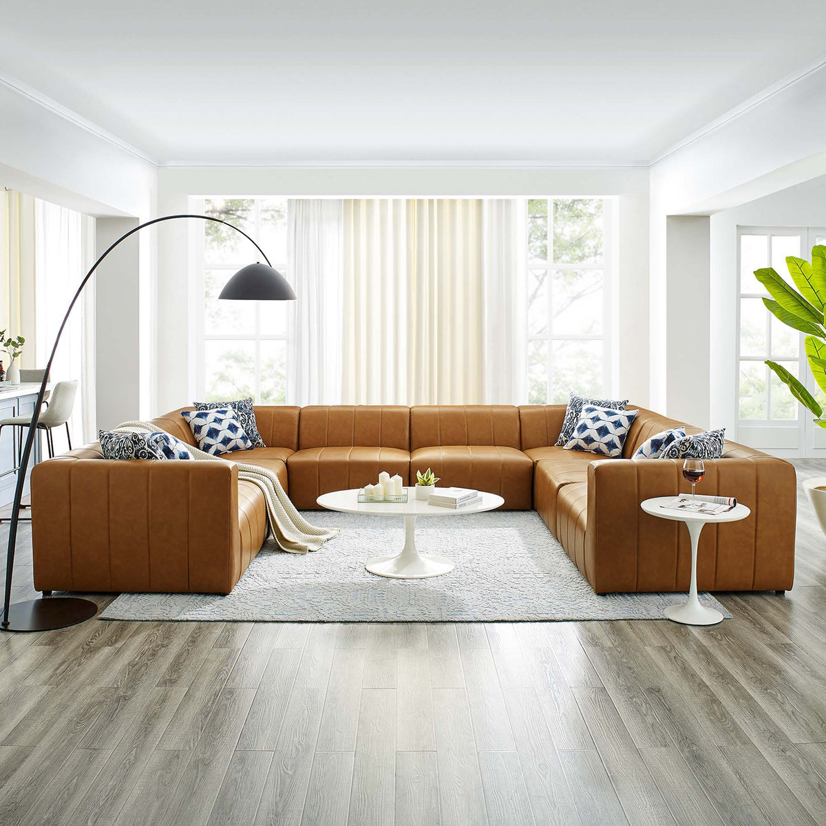 Bartlett Vegan Leather 8-Piece Sectional Sofa - Tan