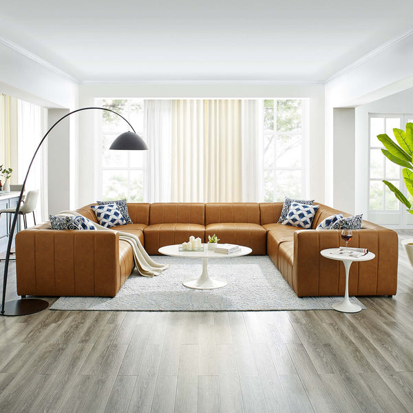 Bartlett Vegan Leather 8-Piece Sectional Sofa - Tan