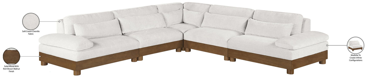 Turin - Chenille Fabric Upholstered Modular Sectional - Cream