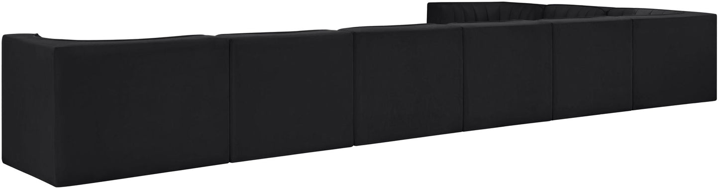 Rummi - Velvet Performance Fabric Upholstered 8 Piece Modular Sectional (With 3 Corner Chairs)