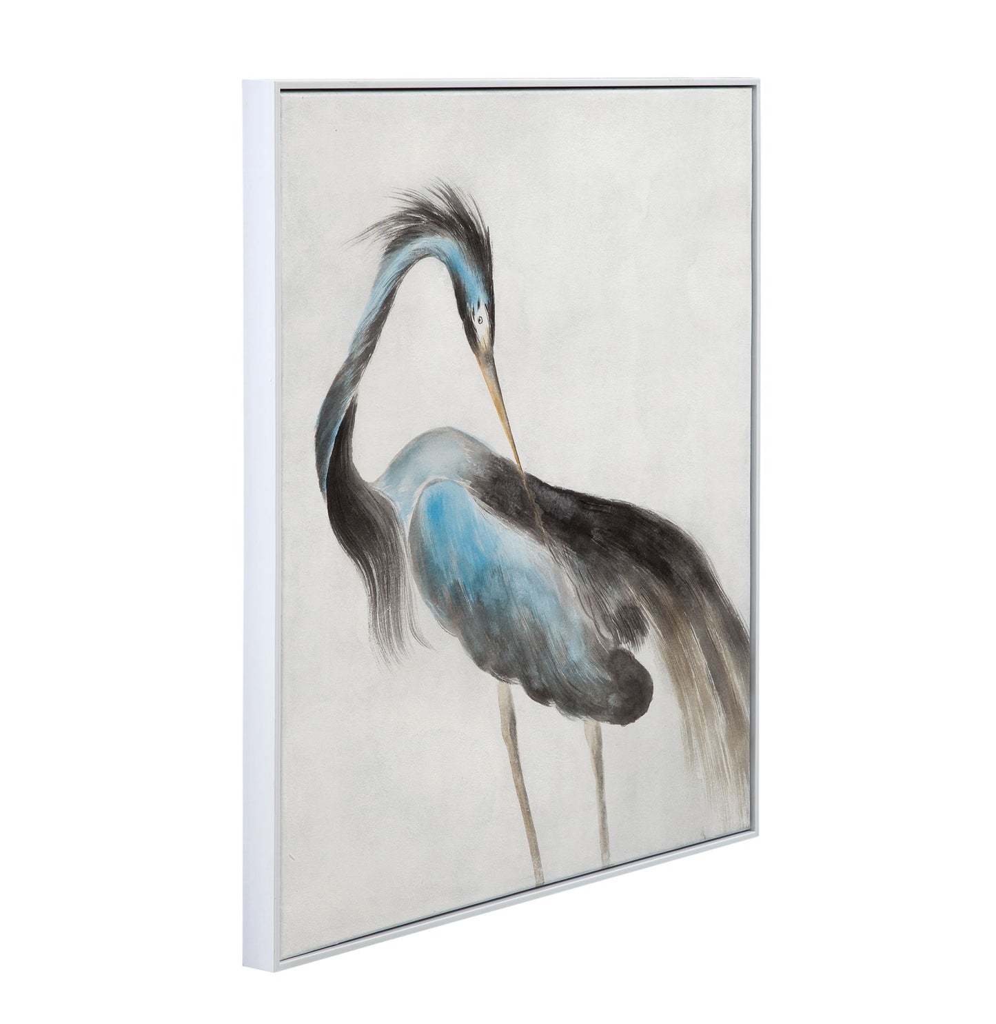 Louisiana Heron Canvas Art - Blue / Pearl Silver