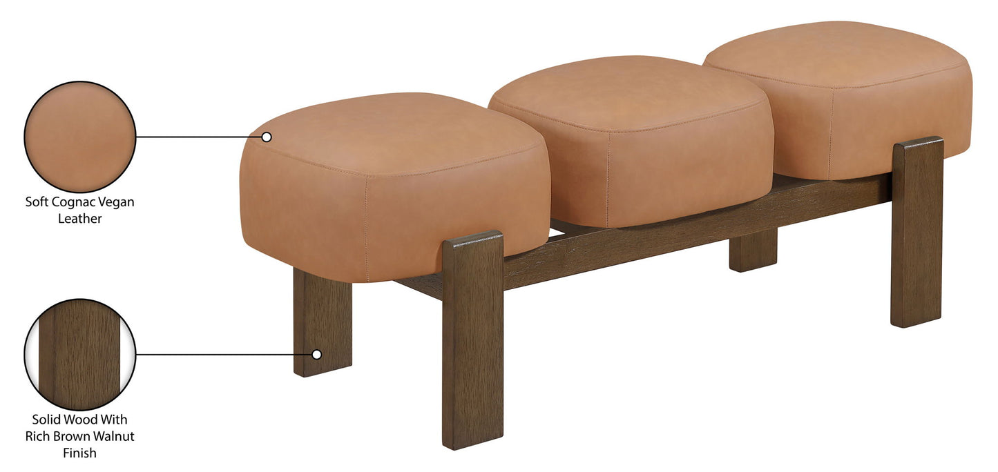 Woodcrest - Vegan Leather Upholstered Bench - Painted Brown Walnut Base