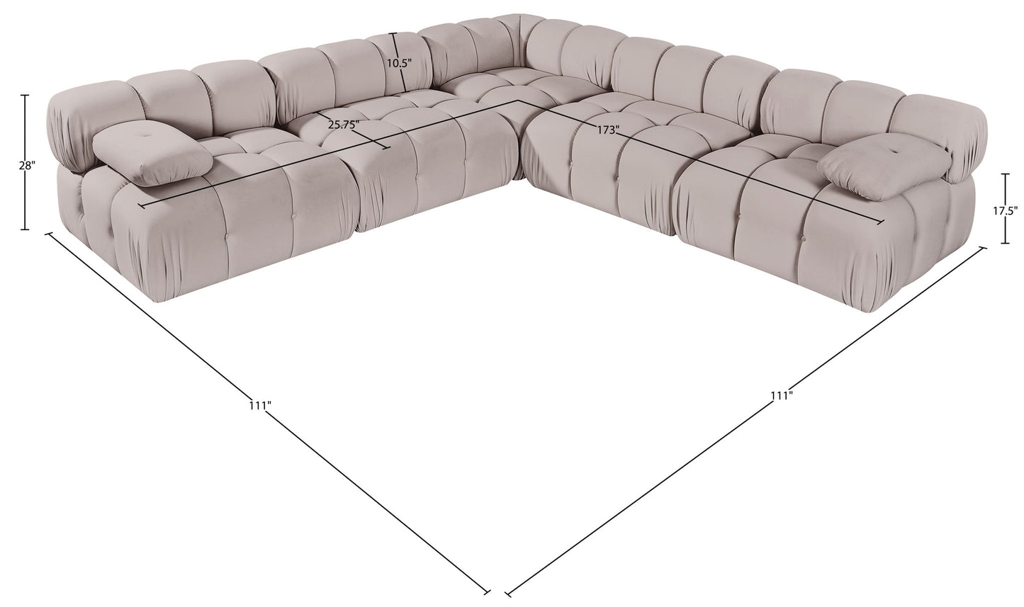 Orin - Velvet Fabric 5 Piece Modular Sectional