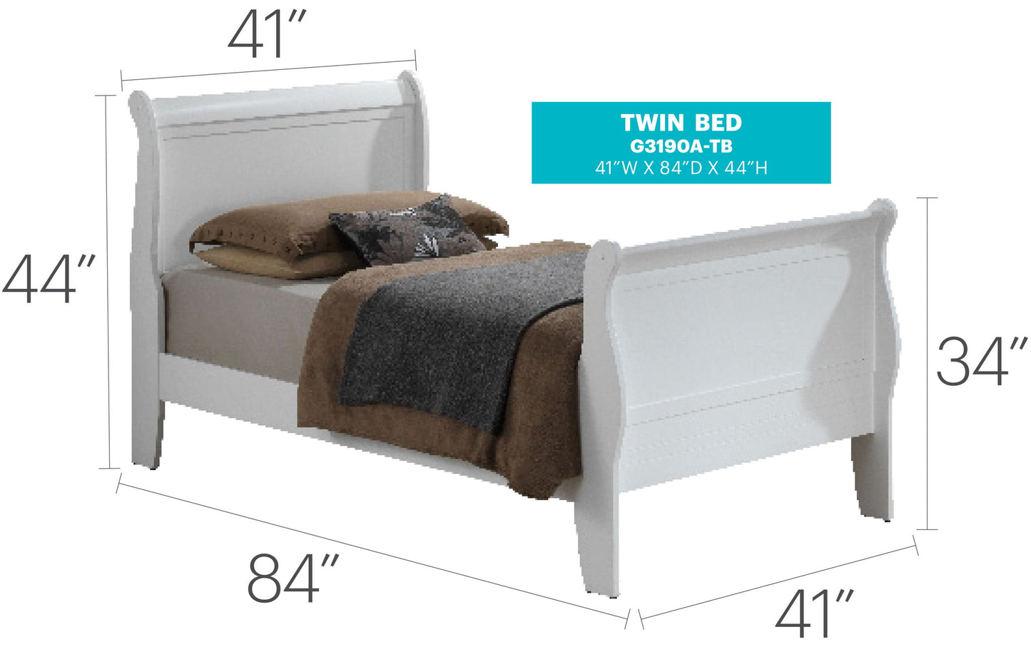 Glory Furniture - Louis Phillipe - Sleigh Bed