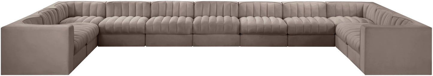Rummi - Velvet Performance Fabric Upholstered 11 Piece Modular Sectional