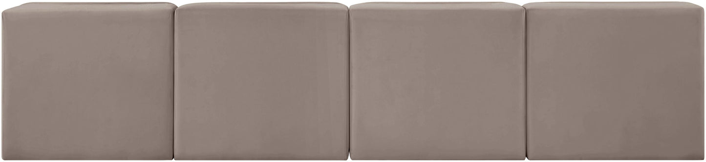 Rummi - Armless Velvet Performance Fabric Upholstered 4 Piece Modular Sofa