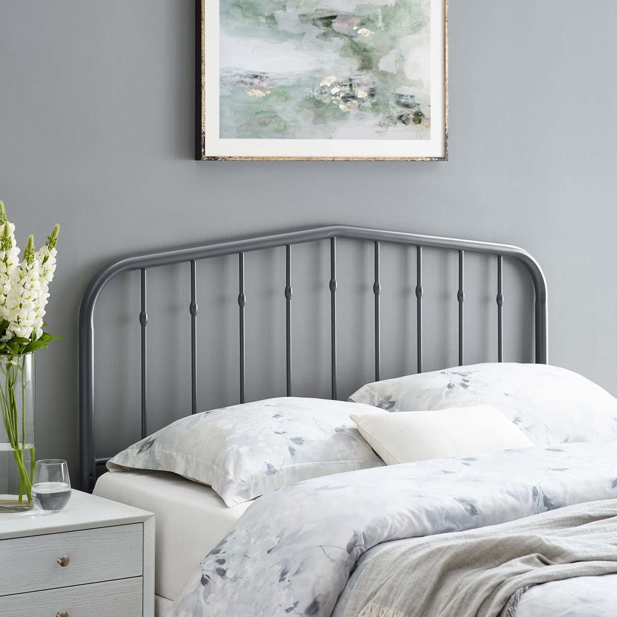Lennon Metal Headboard - Queen, Gray
