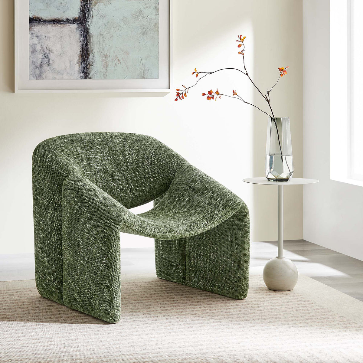 Vivi Chenille Upholstered Accent Chair - Basil