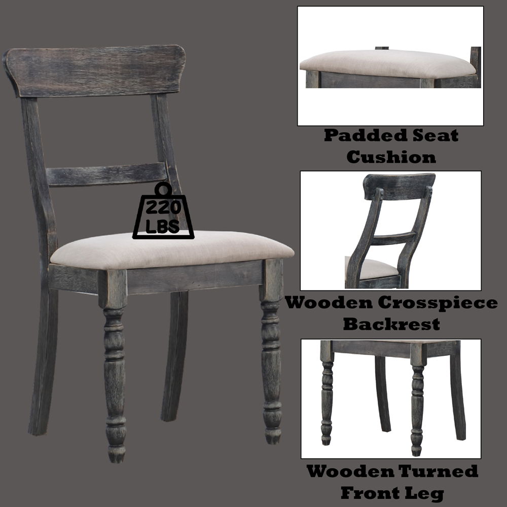 Leventis - Side Chair (Set of 2) - Light Brown Linen & Weathered Gray