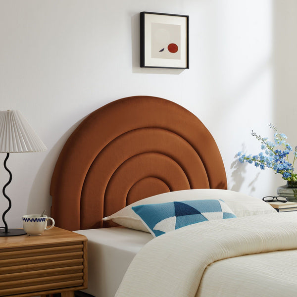 Solana Arched Performance Velvet Headboard - Twin, Rust