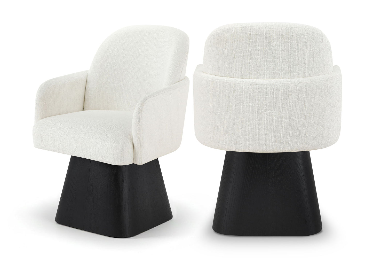 Marlowe - Linen Textured Fabric Upholstered Swivel Dining Arm Chair - Stained Black